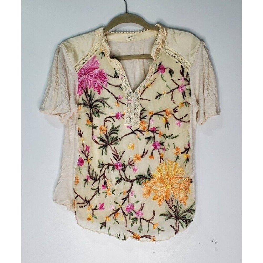 Tiny by Anthropologie Eliana Embroidered Floral Blouse